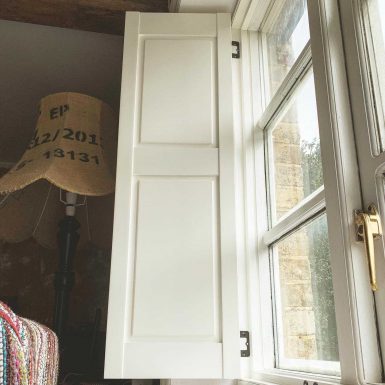 Solid shutters in a 16th-century cottage