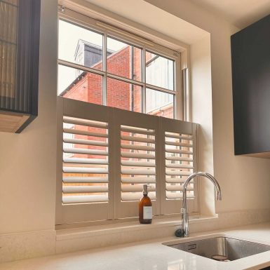 Cafe window shutters in kitchen